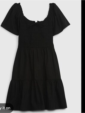 Gap Flutter Sleeve Smocked Mini Dress Black NWT XL
